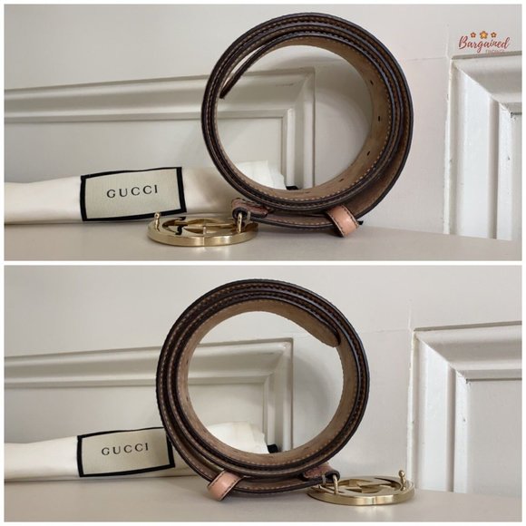 Authentic Gucci Pink Guccissima Leather Gold Interlocking G Buckle Belt 90/36 - Picture 9 of 13